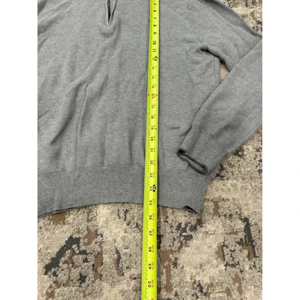 Polo Ralph Lauren Mens Grey Pima Cotton Quarter Zip Sweater Large Mock Neck